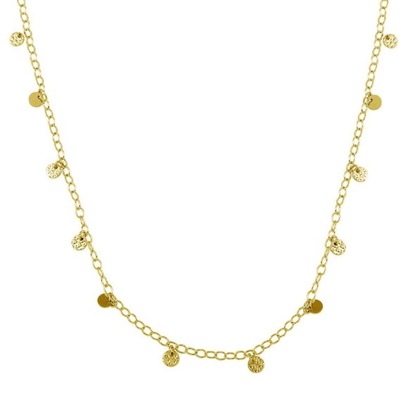 Gold Plated 925 Sterling Silver Confetti Disc Necklace